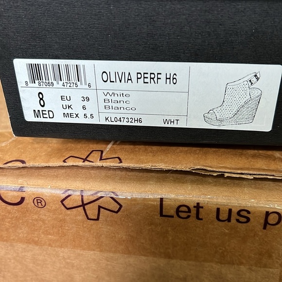 Kennth Cole New York Olivia Perforated Espadrille Wedge in White Sz 8 New - Picture 11 of 13